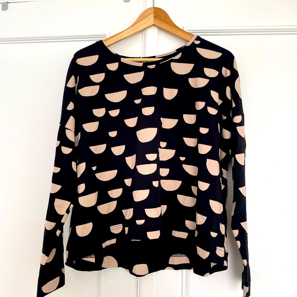 Stylish Black and Cream Long Sleeve Top by Papu